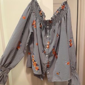 Off the shoulder floral blouse